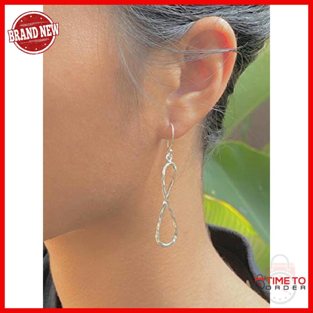 Sterling Silver Hammered Infinity Dangle Earrings… - image 3